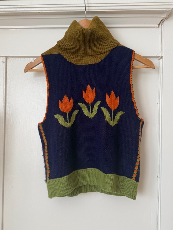 Cider Sweaters - Cider Multi Tulip Sweater Turtleneck Sweater Vest Tank Sz S